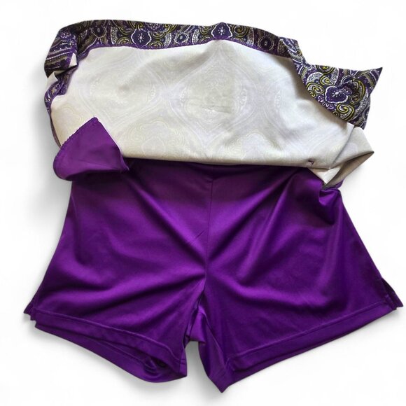 E.P. Pro Size 12 Purple & Gold Paisley Skort Side Zip Golf Tennis Skirt Pockets - Picture 5 of 12